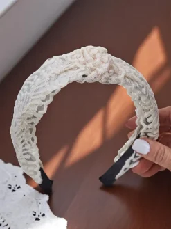 Akcesoria Do Włosów^Royalfashion Opaska do włosów koronkowa Koralia krem