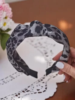 Akcesoria Do Włosów^Royalfashion Opaska do włosów we wzór a'la panterka Lea gołębi szary