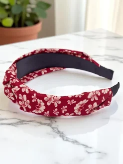 Akcesoria Do Włosów^Royalfashion Opaska do włosów z pleceniem w kwiaty Florinda Bordowy