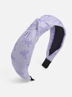 Akcesoria Do Włosów^Royalfashion Opaska do włosów z pleceniem w kratkę i misie fioletowy