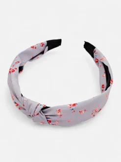 Akcesoria Do Włosów^Royalfashion Opaska do włosów z pleceniem w kwiaty gołębi szary