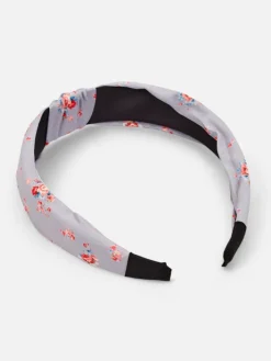 Akcesoria Do Włosów^Royalfashion Opaska do włosów z pleceniem w kwiaty gołębi szary