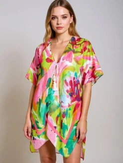 Narzutka Plażowa|Bluzki / Koszule / Koszulki^Royalfashion Pareo- Tunika letnia plażowa damska wzorzysta Wild Coast Wielokolorowe