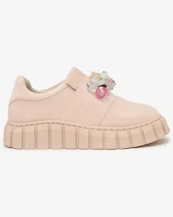 Półbuty|Mokasyny Na Płaskiej Podeszwie^Royalfashion Półbuty sportowe z kolorowymi kamyczkami Resinello beżowy