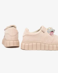 Półbuty|Mokasyny Na Płaskiej Podeszwie^Royalfashion Półbuty sportowe z kolorowymi kamyczkami Resinello beżowy