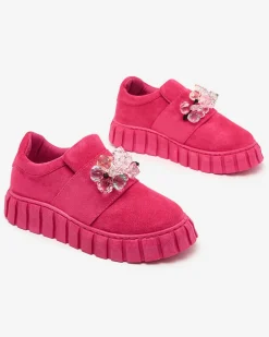 Półbuty|Mokasyny Na Płaskiej Podeszwie^Royalfashion Półbuty sportowe z kolorowymi kamyczkami Resinello różowy