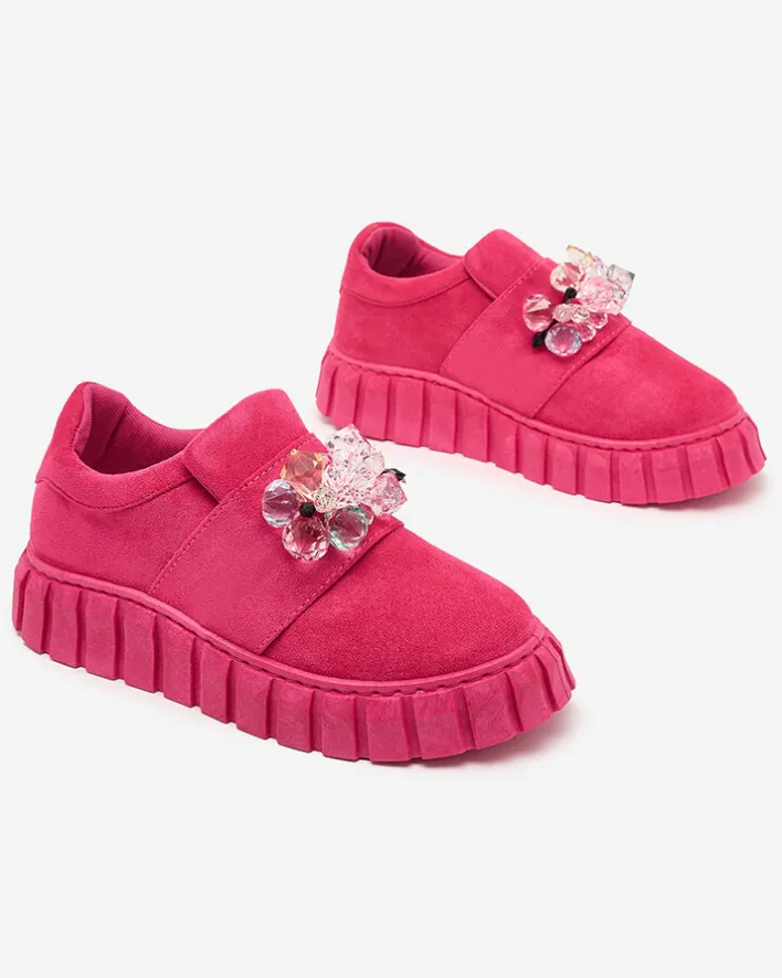 Półbuty|Mokasyny Na Płaskiej Podeszwie^Royalfashion Półbuty sportowe z kolorowymi kamyczkami Resinello różowy