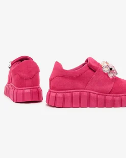 Półbuty|Mokasyny Na Płaskiej Podeszwie^Royalfashion Półbuty sportowe z kolorowymi kamyczkami Resinello różowy