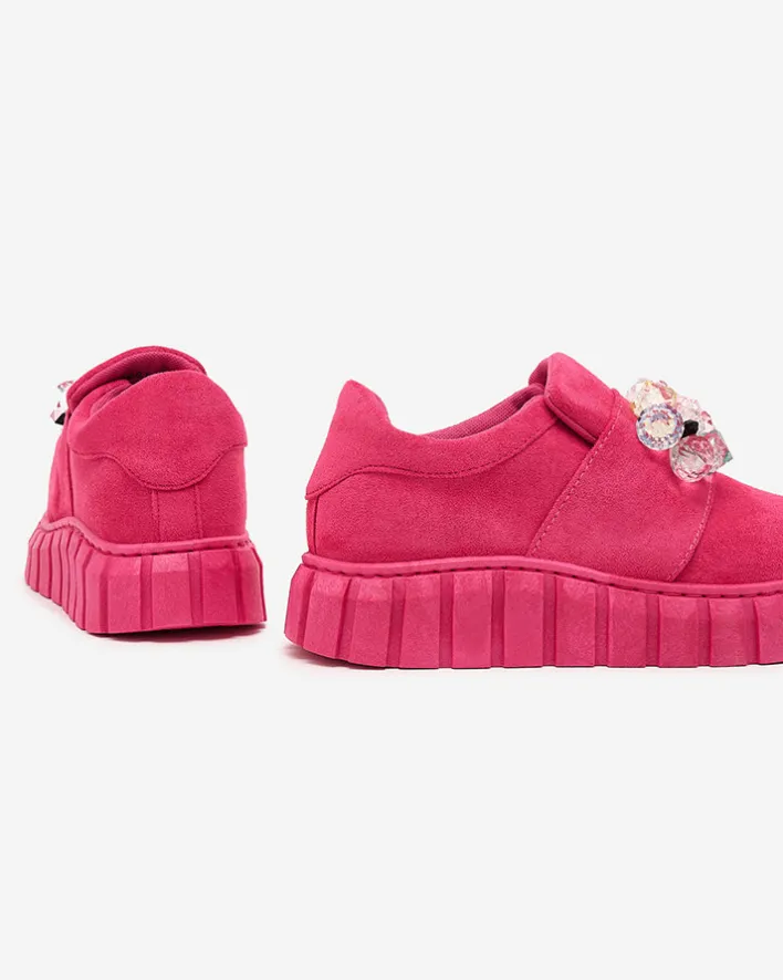 Półbuty|Mokasyny Na Płaskiej Podeszwie^Royalfashion Półbuty sportowe z kolorowymi kamyczkami Resinello różowy