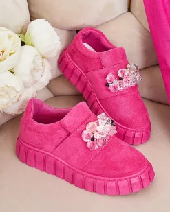 Półbuty|Mokasyny Na Płaskiej Podeszwie^Royalfashion Półbuty sportowe z kolorowymi kamyczkami Resinello różowy