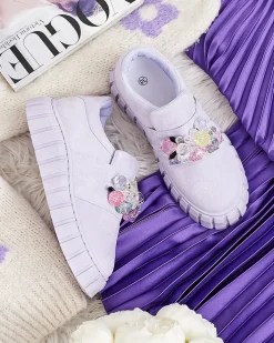 Półbuty|Mokasyny Na Płaskiej Podeszwie^Royalfashion Półbuty sportowe z kolorowymi kamyczkami Resinello fioletowy