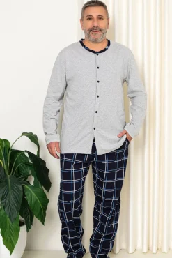 Plus Size|Piżamy^Royalfashion Piżama męska w szarym kolorze PLUS SIZE gołębi szary