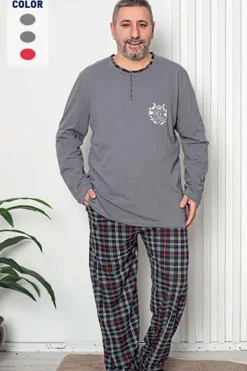 Piżamy^Royalfashion Piżama męska w kolorze szarym gołębi szary