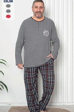 Piżamy^Royalfashion Piżama męska w kolorze ciemnoszarym gołębi szary