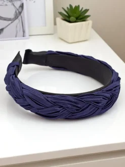 Akcesoria Do Włosów^Royalfashion Pleciona opaska do włosów karbowana Nina Granatowy