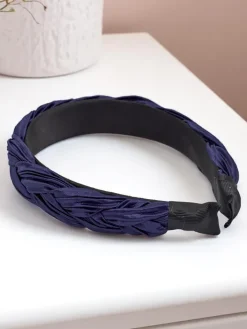 Akcesoria Do Włosów^Royalfashion Pleciona opaska do włosów karbowana Nina Granatowy