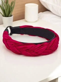 Akcesoria Do Włosów^Royalfashion Pleciona opaska do włosów karbowana Nina Bordowy