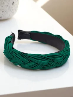Akcesoria Do Włosów^Royalfashion Pleciona opaska do włosów karbowana Nina zielony