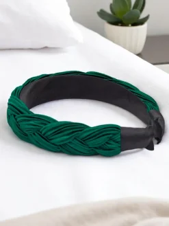 Akcesoria Do Włosów^Royalfashion Pleciona opaska do włosów karbowana Nina zielony