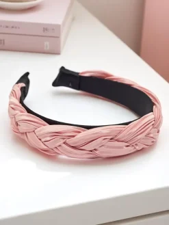 Akcesoria Do Włosów^Royalfashion Pleciona opaska do włosów karbowana Nina różowy