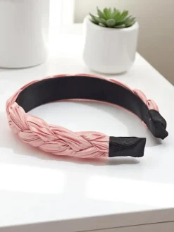 Akcesoria Do Włosów^Royalfashion Pleciona opaska do włosów karbowana Nina różowy
