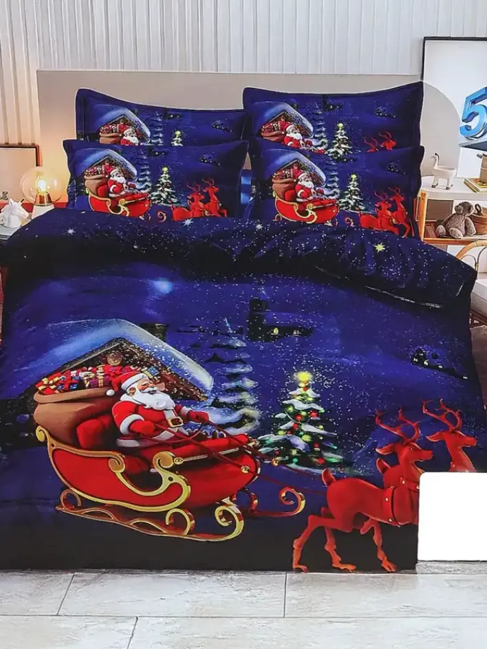 160 X 200 Cm^Royalfashion Pościel świąteczna 160x200 komplet 3-CZĘŚCI