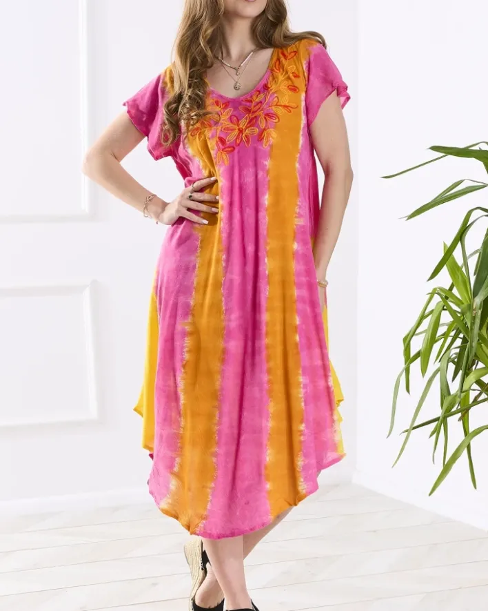 Narzutka Plażowa|Sukienki Letnie^Royalfashion Pomarańczowo- różowa damska sukienka plażowa narzutka pomarańczowy