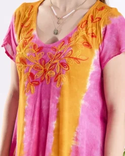 Narzutka Plażowa|Sukienki Letnie^Royalfashion Pomarańczowo- różowa damska sukienka plażowa narzutka pomarańczowy