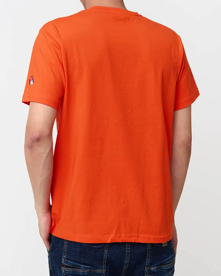 Bluzki^Royalfashion męski t-shirt z nadrukiem pomarańczowy