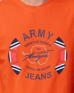 Bluzki^Royalfashion męski t-shirt z nadrukiem pomarańczowy