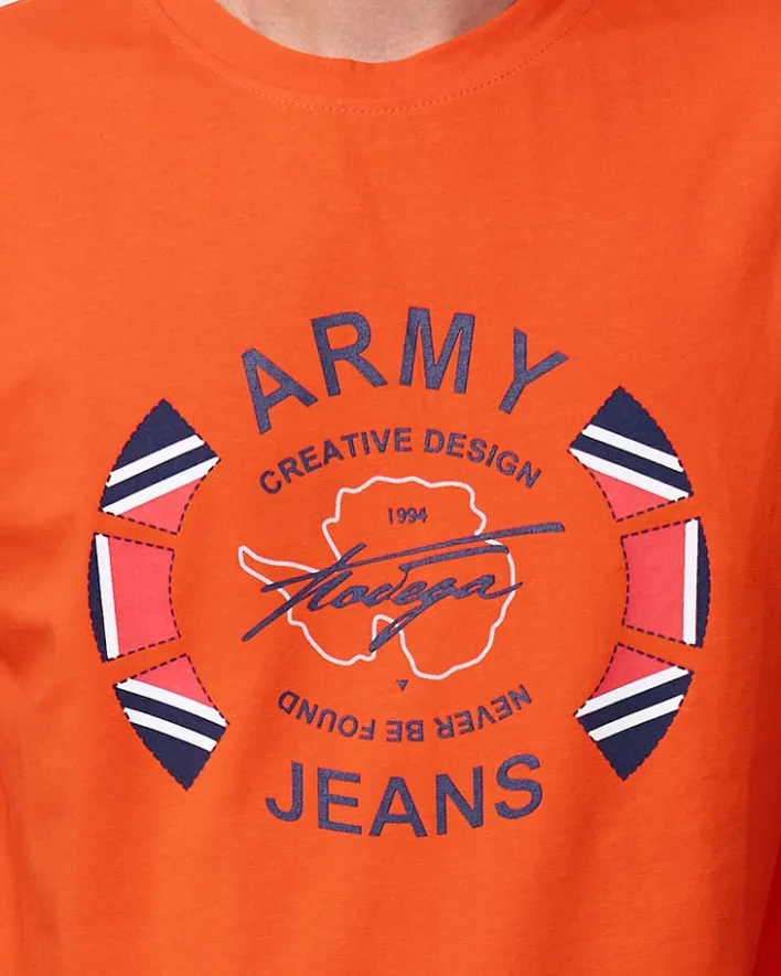 Bluzki^Royalfashion męski t-shirt z nadrukiem pomarańczowy