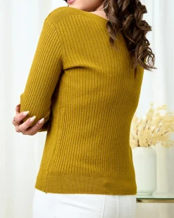 Swetry^Royalfashion Prążkowany damski sweter zielony