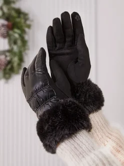 Rękawiczki^Royalfashion Rękawiczki damskie z futerkiem