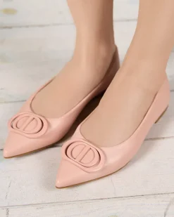 Buty Na Wielkie Wyjście|Baleriny Klasyczne^Royalfashion Różowe baleriny damskie w szpic z ozdobą na nosku Manico różowy