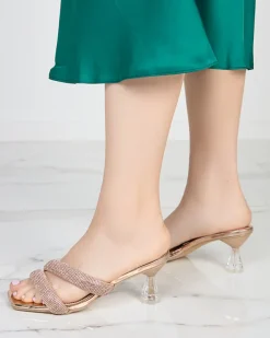 Szpilki|Klapki Na Obcasie^Royalfashion Różowe damskie klapki na niskim obcasie Teroo różowy