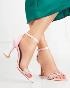 Szpilki|Sandały Na Szpilce^Royalfashion Różowe damskie sandałki na szpilce z ozdobnymi cyrkoniami Manestri różowy