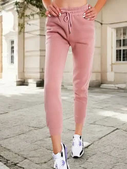 Spodnie Dresowe^Royalfashion Różowe damskie ocieplane spodnie dresowe różowy