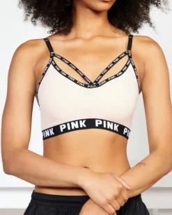 Sportowe^Royalfashion sportowy stanik damski z napisami różowy