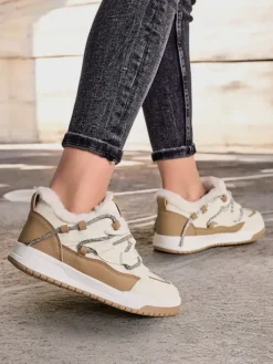 Sneakersy|Ocieplane^Royalfashion Sneakersy damskie z ociepleniem Esioo beżowy