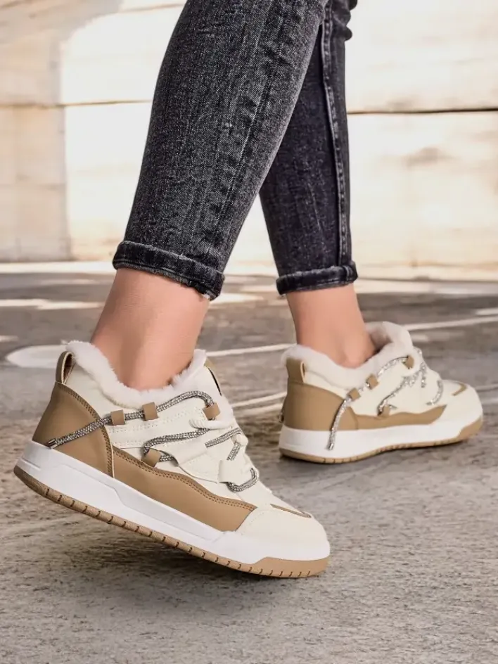 Sneakersy|Ocieplane^Royalfashion Sneakersy damskie z ociepleniem Esioo beżowy