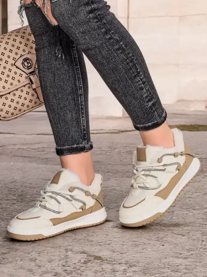 Sneakersy|Ocieplane^Royalfashion Sneakersy damskie z ociepleniem Esioo beżowy