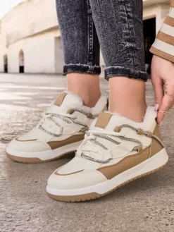 Sneakersy|Ocieplane^Royalfashion Sneakersy damskie z ociepleniem Esioo beżowy