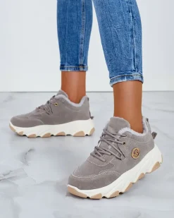 Ocieplane|Sneakersy^Royalfashion Sneakersy damskie z ociepleniem Caromi gołębi szary