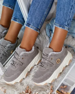 Ocieplane|Sneakersy^Royalfashion Sneakersy damskie z ociepleniem Caromi gołębi szary