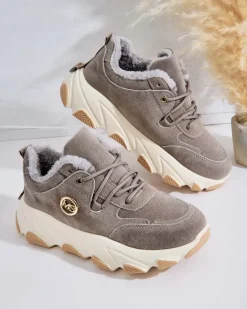 Ocieplane|Sneakersy^Royalfashion Sneakersy damskie z ociepleniem Caromi gołębi szary