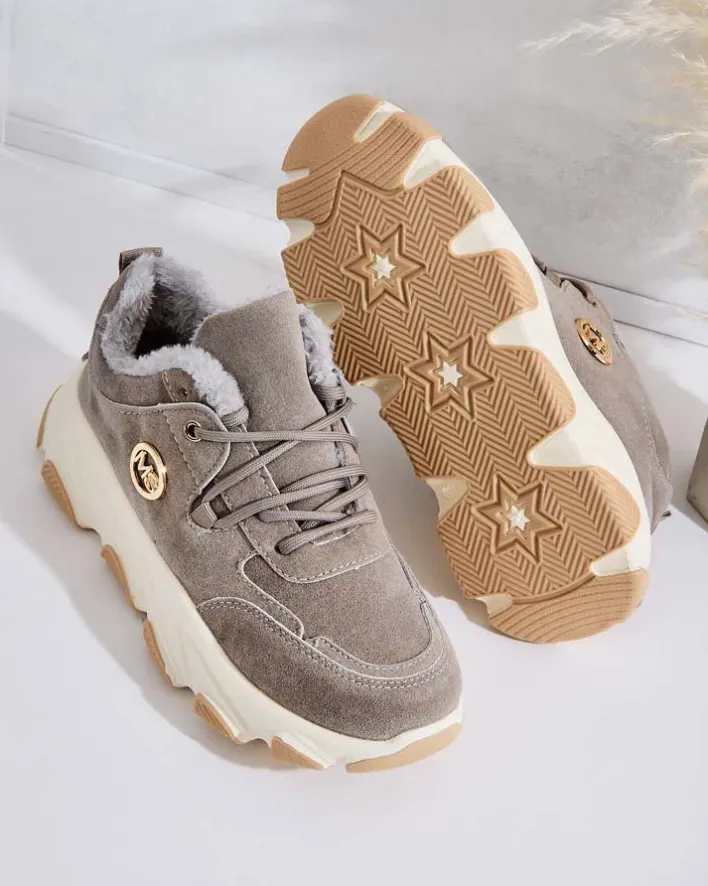 Ocieplane|Sneakersy^Royalfashion Sneakersy damskie z ociepleniem Caromi gołębi szary
