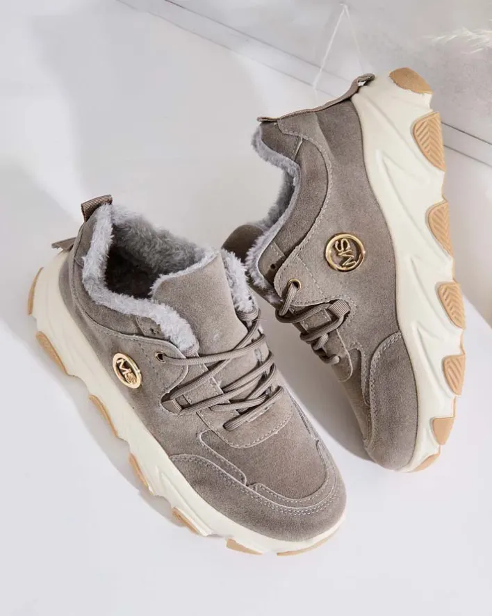 Ocieplane|Sneakersy^Royalfashion Sneakersy damskie z ociepleniem Caromi gołębi szary