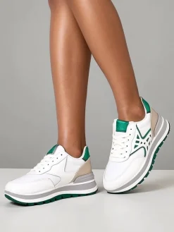 Sneakersy^Royalfashion Sneakersy damskie z brokatem Senues zielony