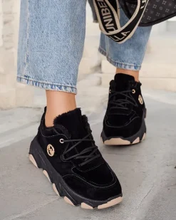 Ocieplane|Sneakersy^Royalfashion Sneakersy damskie z ociepleniem Caroves czarny
