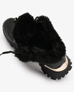 Śniegowce|Botki Na Płaskim Obcasie^Royalfashion Sneakersy damskie z futerkiem w kolorze m Megigna czarny